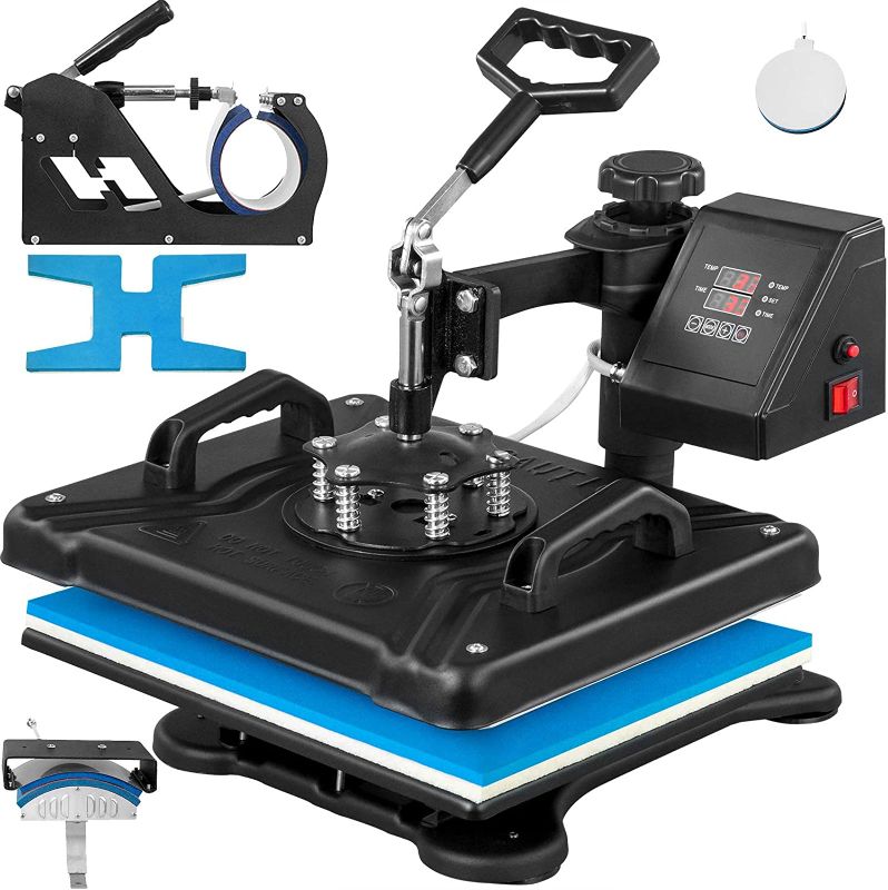 Photo 1 of *MISSING PARTS** VEVOR Heat Press Machine 12X15 Inch 5 in 1 Combo Heat Press Machine with 360 Degree Rotation Combo Sublimation Heat Press Machine for Cap Mug Plate T-Shirts and Shoes
