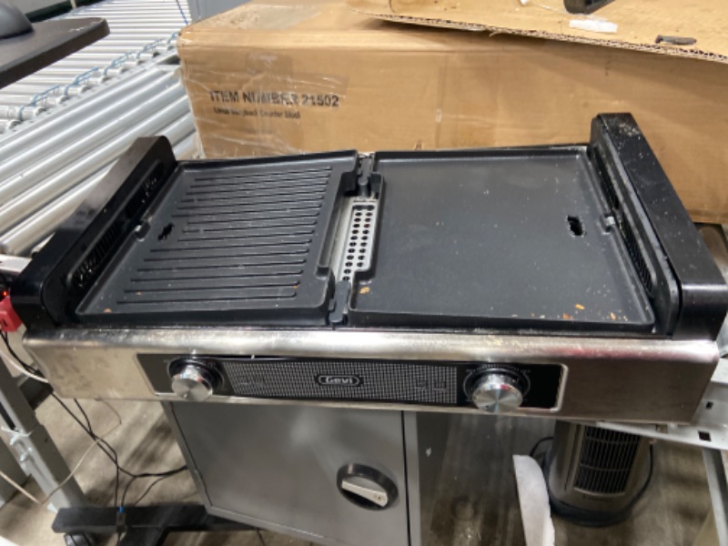 Photo 4 of *UNFUNCTIONAL*- Gevi Electric Indoor Smokeless Grill + Griddle, Nonstick Plates, 2 Cooking Zones with Adjustable Temperature, Black Black-2