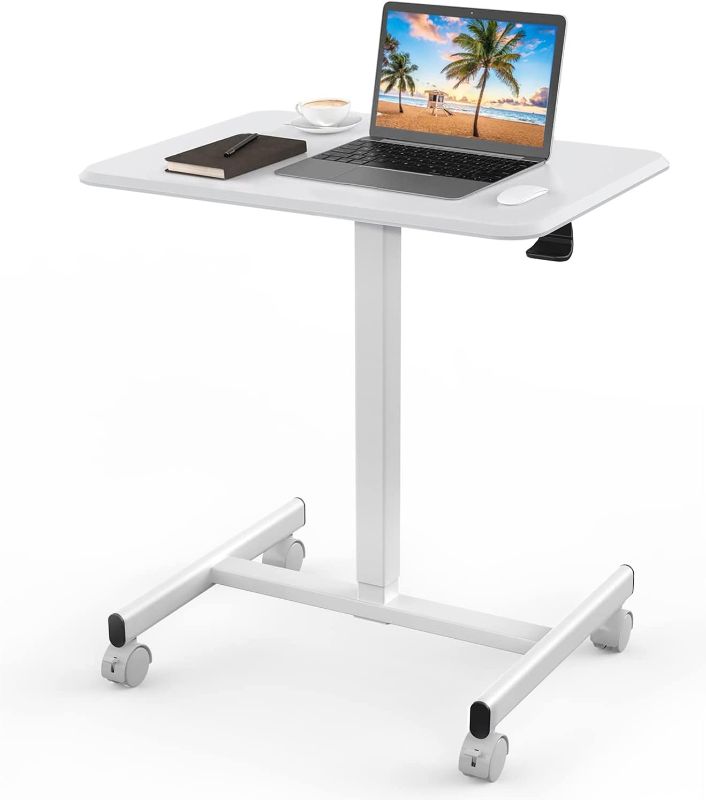 Photo 1 of edx Small Standing Desk Mobile Standing Desk Adjustable Height, Mobile Portable Rolling Laptop Desk on Wheels Small Adjustable Desk for Home Office