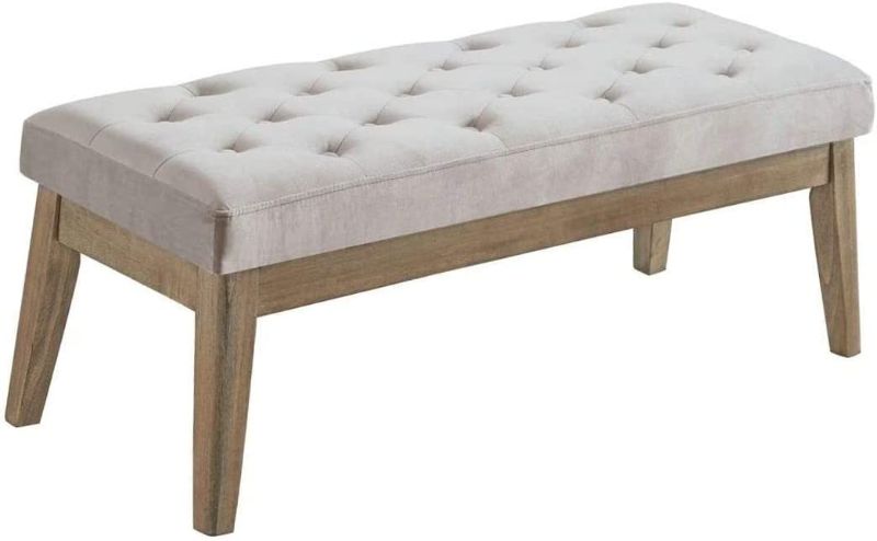 Photo 1 of 24KF Velvet Upholstered Tufted Bench with Solid Wood Leg,Ottoman with Padded Seat-Taupe
