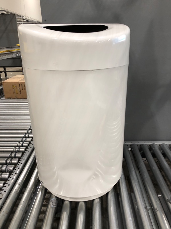 Photo 3 of Safco Products Open Top Trash Receptacle with Liner 9920WH, White, 30 Gallon Capacity, Hands-Free Disposal, Modern Styling 30 Gallon White