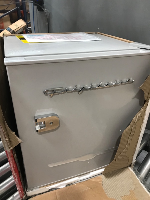 Photo 1 of *SEVERLY DAMAGED**- Frigidaire EFR176-MOONBM 1.6 cu ft Moonbeam Retro Fridge with Side Bottle Opener. for The Office, Dorm Room or Cabin