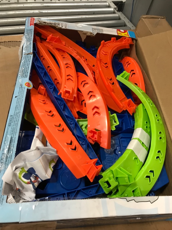 Photo 2 of ?Hot Wheels Track Set and 1:64 Scale Toy Car, 29" Tall Track with Motorized Booster for Fast Racing, Action Spiral Speed Crash Playset???? SHIPS IN OWN CONTAINER