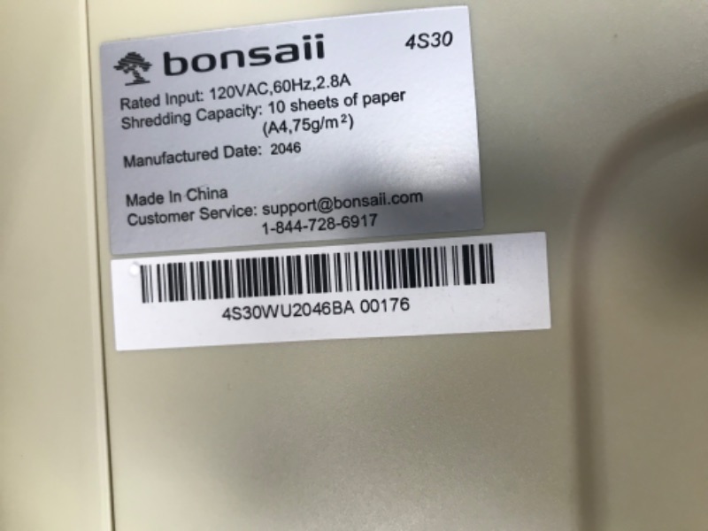 Photo 4 of Bonsaii 4S30 10-Sheet Micro Cut 240 Minutes Continuous Running Time Paper Shredder with 7.9 Gallons Wastebasket 10-Sheets