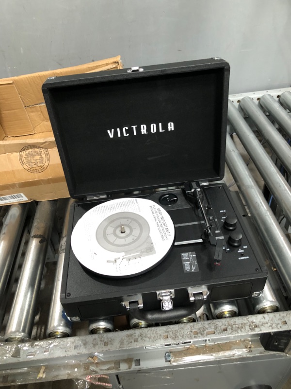 Photo 2 of Victrola Vintage 3-Speed Bluetooth Portable Suitcase Record Player with Built-in Speakers | Upgraded Turntable Audio Sound| Includes Extra Stylus | Black, Model Number: VSC-550BT-BK, 1SFA