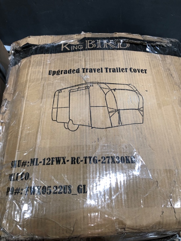 Photo 2 of KING BIRD Upgraded Travel Trailer RV Cover, Extra-Thick 5 Layers Anti-UV Top Panel, Durable Camper Cover, Fits 27'- 30' Motorhome -Breathable, Watertight, Rip-Stop with 2Pcs Straps & 4 Tire Covers 27-30FT - 360"L*105"W*108"H