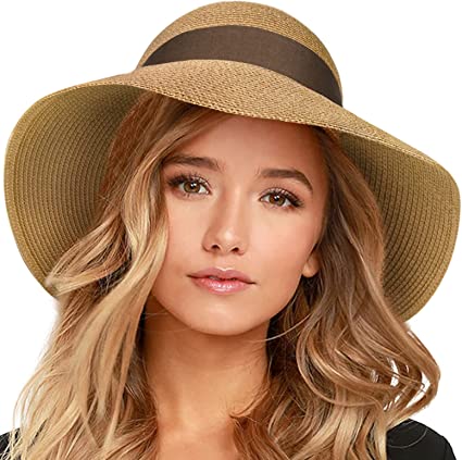 Photo 1 of FURTALK Womens Beach Sun Straw Hat UV UPF50 Travel Foldable Brim Summer UV Hat
