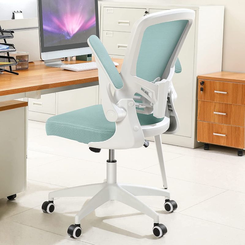 Photo 1 of FelixKing Office Chair, Ergonomic Office Chair Lumbar Support Gaming Chair Adjustable Height Swivel Computer Chair with Flip up Armrests for Conference Room (Light Blue)
