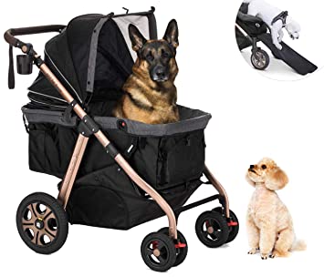 Photo 1 of *second photo for dimensions*
HPZ Pet Rover Titan-HD Premium Super-Sized Dog/Cat/Pet Stroller SUV Travel Carriage/w Access Ramp/100Lbs Capacity/Pumpless Rubber Wheels/Aluminum Frame for Small, Med, Large, XL Pets (Black)