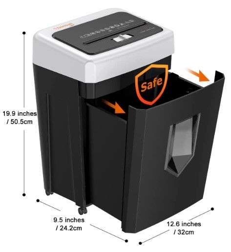 Photo 1 of Bonsaii 14-Sheet Home Office Paper Shredder, 40-Minute Shredder for Home Use, Cross Cut Heavy Duty Shredder, CDs, Mails, Staple, Clip, with 4 Casters (C169-B)
