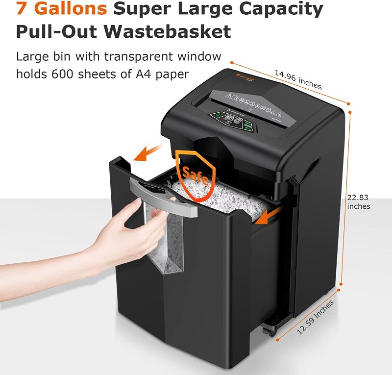 Photo 1 of Bonsaii 18-Sheet Heavy Duty Paper Shredder, 40-Min Microcut Office Shredder for CD/Credit Card/Staple, 58dB Quiet Commercial Shredder, Higher Security P-4 Level,7-Gal Big Pullout Bin C144-E
