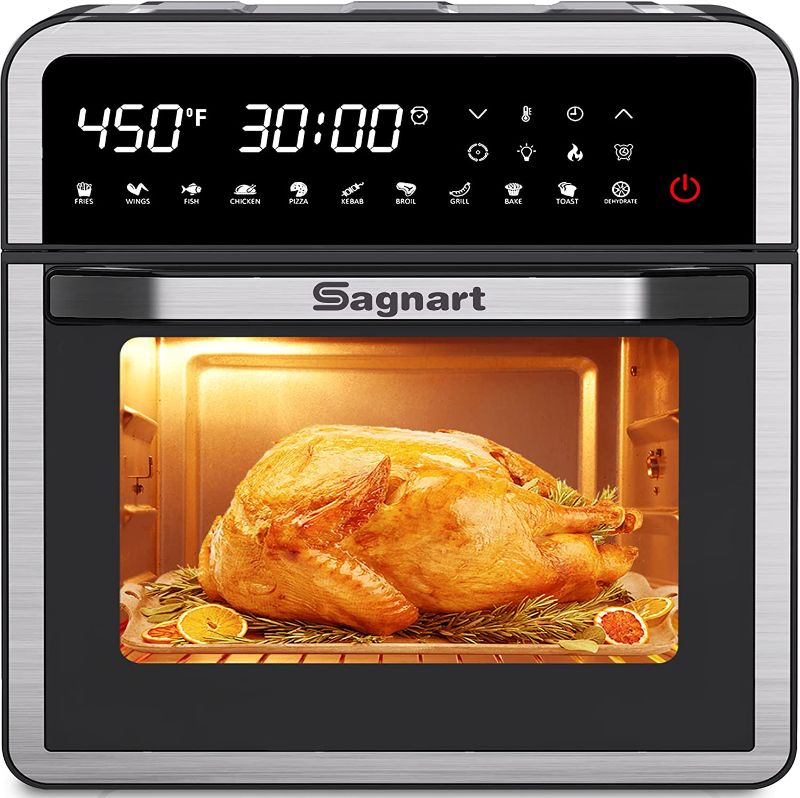 Photo 1 of 14-in-1 Air Fryer Oven, Sagnart 16 Quart Stainless Steel Air Fryers Toaster Oven with 11 Presets, 1600W LCD Touch Screen Air Fryer, Large Capacity Countertop Convection Toaster Oven with Rotisserie Dehydrator, ETL Certified
