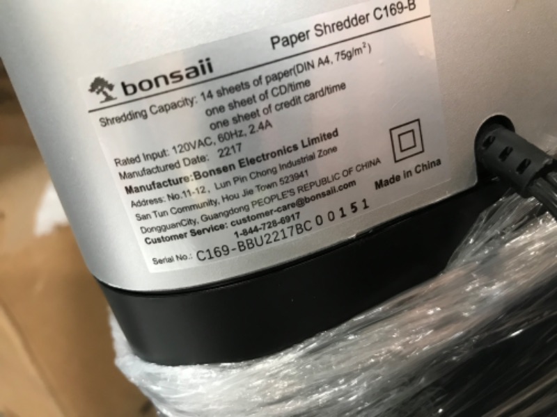 Photo 3 of Bonsaii 14-Sheet Office Paper Shredder, 40-Minute Home Office Heavy Duty Shredder, Cross Cut Shredder for Home Use, CDs, Mails, Staple, Clip, with 4 Casters (C169-B) 4 0 Minute - 14 Sheet