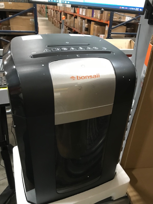 Photo 2 of ***NON-FUNCTIONAL**** Bonsaii 14 Sheet Crosscut Paper Shredder, 120 Mins P-4 Level Ultra Quiet Home Office Heavy Duty Shredder, 6 Gallons Large Pullout Bin & 4 Wheels Home Use Shredder for Document/Mails/CDs/Credit Cards 3S23 14 Sheet-120Mins