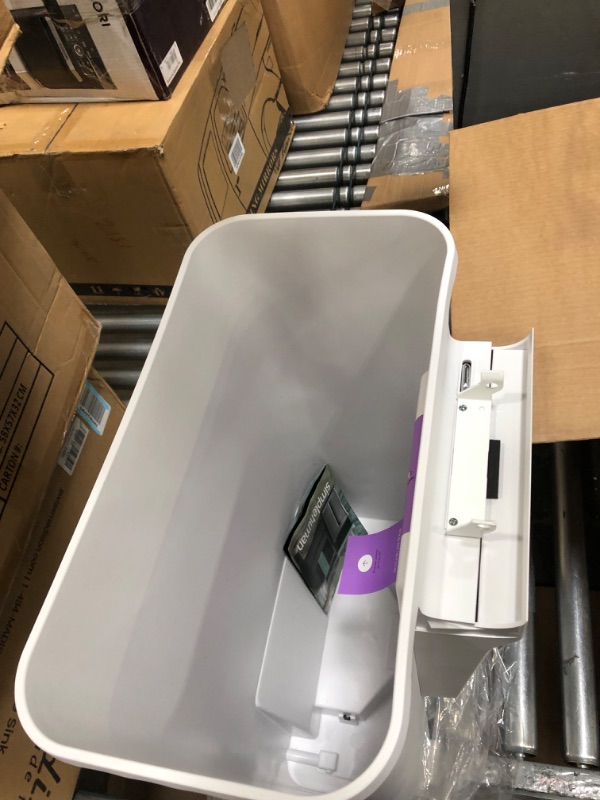 Photo 3 of **INCOMPLETE**simplehuman 45 Liter / 12 Gallon Rectangular Kitchen Step Trash Can with Soft-Close Lid, White Plastic
**MISSING LID**
