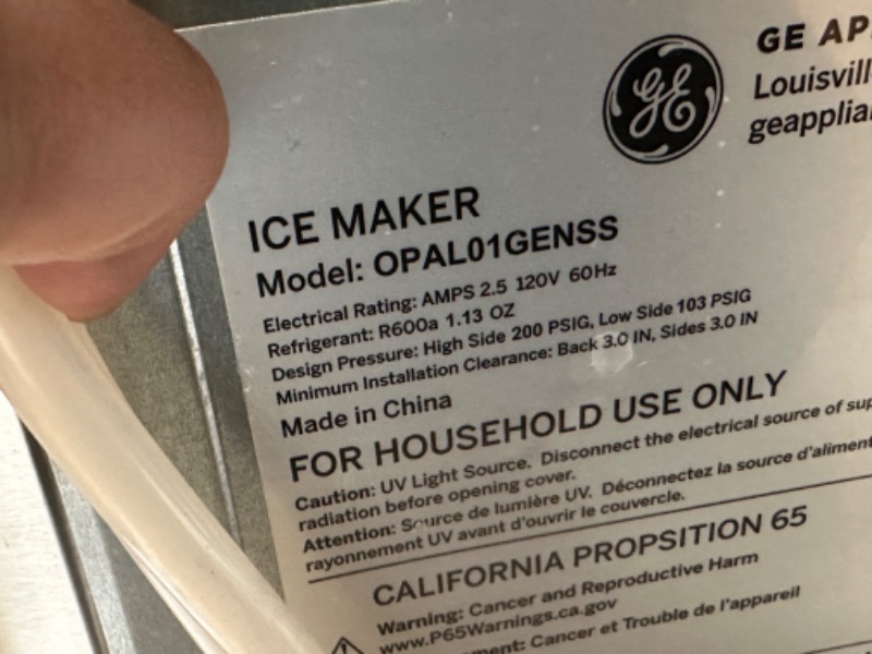 Photo 6 of ***PARTS ONLY NOT FUNCTIONAL***GE Profile™ Opal™ Nugget Ice Maker + Side Tank, Makes up to 24lbs per day, Countertop Icemaker, Stainless Steel
