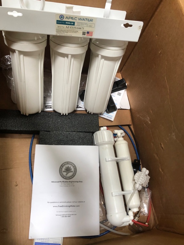 Photo 2 of 
APEC Water Systems ROES-50 Essence Series Top Tier 5-Stage Certified Ultra Safe Reverse Osmosis Drinking Water Filter System, 50 GPD