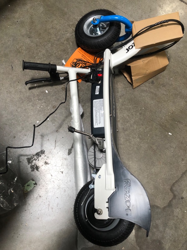 Photo 2 of Razor 13113614 E300 Electric Scooter Seated Ride (E300s) White/Blue