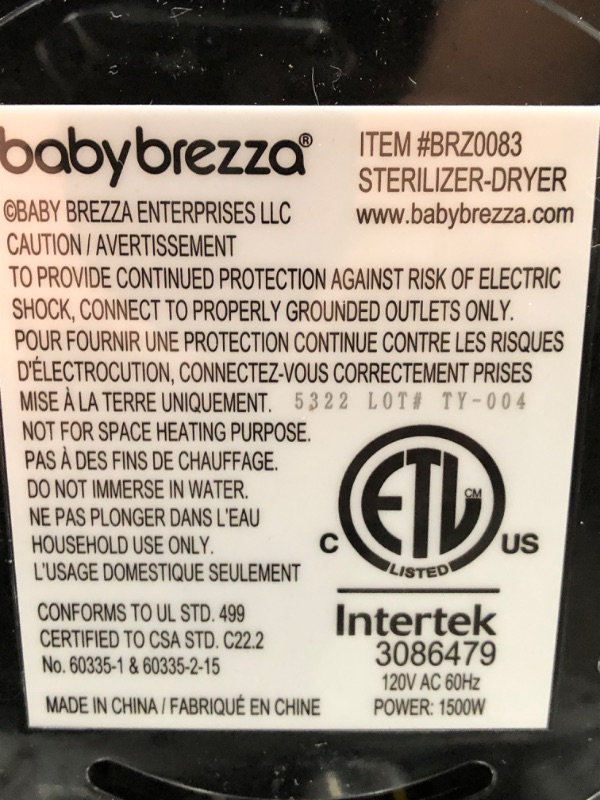 Photo 4 of Baby Brezza Superfast - Just 10 Minutes - Baby Bottle Sterilizer + Dryer - Electric Steam Sterilization – Universal Sterilizing for All Bottles: Plastic + Glass + Pacifiers + Breast Pump Parts