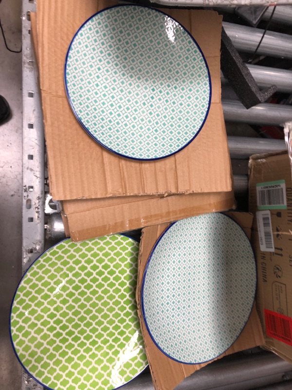 Photo 3 of **USED/MISSING ITEMS**    vancasso Macaron Porcelain Ceramic Dinnerware Set of 4 Patterned Service Set with Cups Bowls Dessert Dinner Plates, Service for 4
