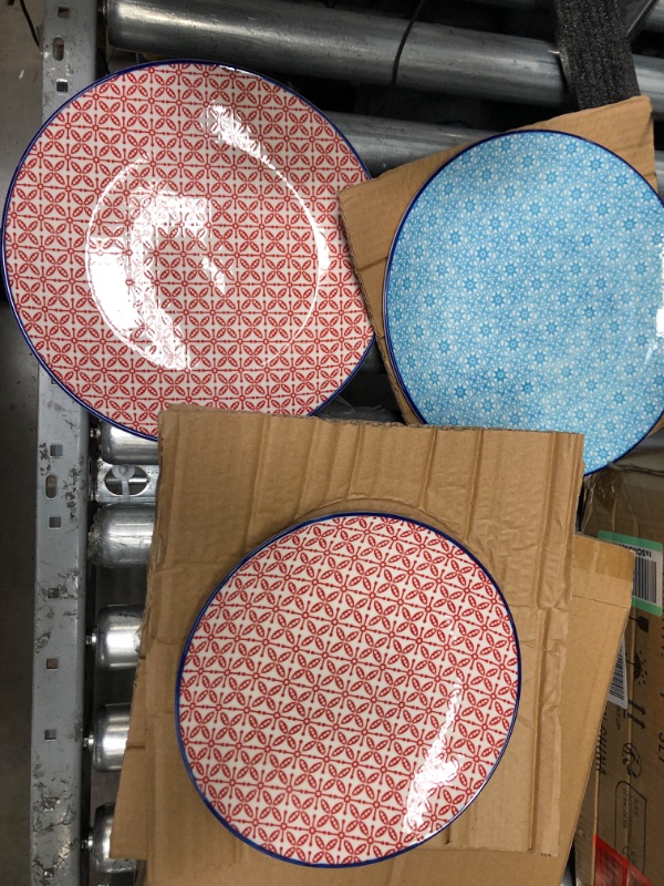 Photo 4 of **USED/MISSING ITEMS**    vancasso Macaron Porcelain Ceramic Dinnerware Set of 4 Patterned Service Set with Cups Bowls Dessert Dinner Plates, Service for 4
