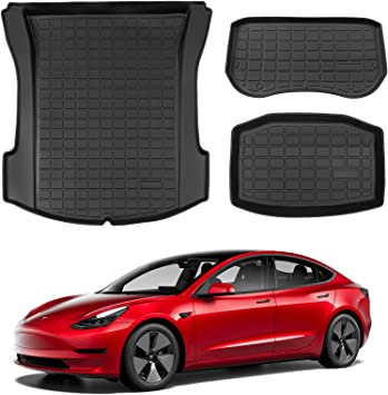 Photo 1 of **ONLY INCLUDES THE BIGGEST PIECE**        Xipoo Fit 2021-2023 Tesla Model 3 Trunk Mat Storage Mat TPE Cargo Liner Cargo Tray Storage Mat for 2023 2022 2021 Tesla Model 3 Accessories (2020+ Front Trunk Mat+ Rear Storage Mat+ Rear Trunk Mat)
