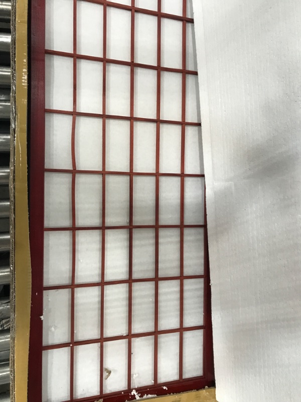 Photo 2 of 4 ft. Short Window Pane Shoji Screen - Rosewood - 4 Panels