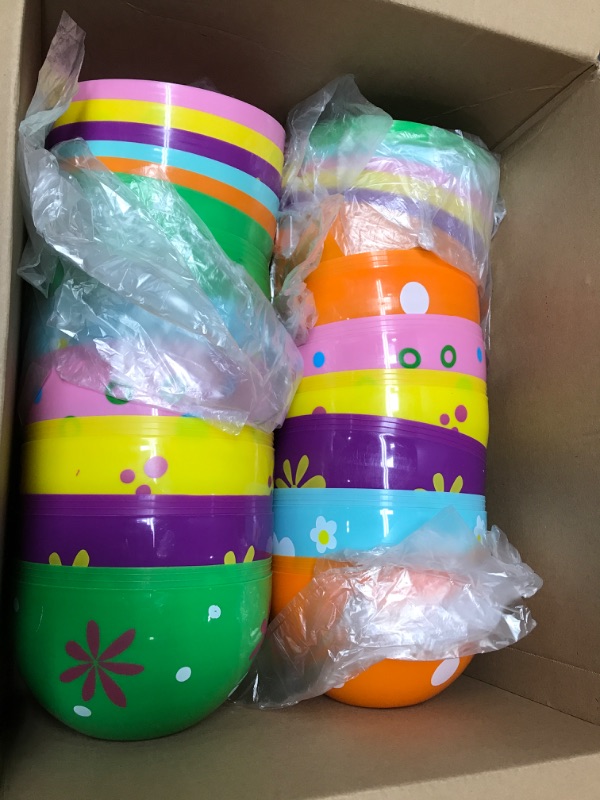 Photo 2 of Chuangdi 12 Pieces Jumbo Easter Eggs 12 Inch Colorful Plastic Eggs Bulk Giant Easter Egg Extra Large Empty Fillable Basket Stuffers for Kids Easter Hunt Party Supplies Fillers (Fresh Color)