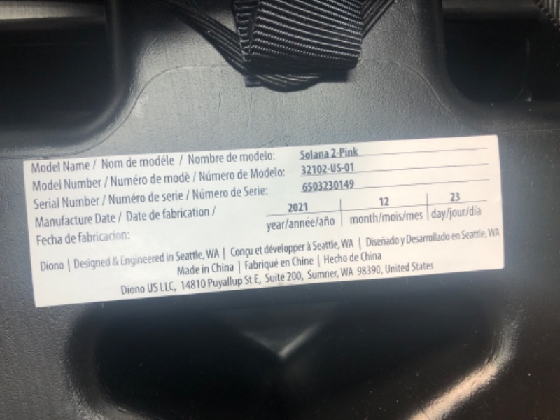 Photo 1 of **USED**
Diono Solana 2 XL, Dual Latch Connectors, Lightweight Backless Belt-Positioning Booster Car Seat, 8 Years 1 Booster Seat, Pink 2019 LATCH Connect Single Pink ( EXTRA CUP)