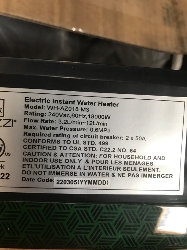 Photo 2 of *PARTS ONLY*ENVO Atami 18 kW 3.5 GPM Tankless Electric Water Heater
