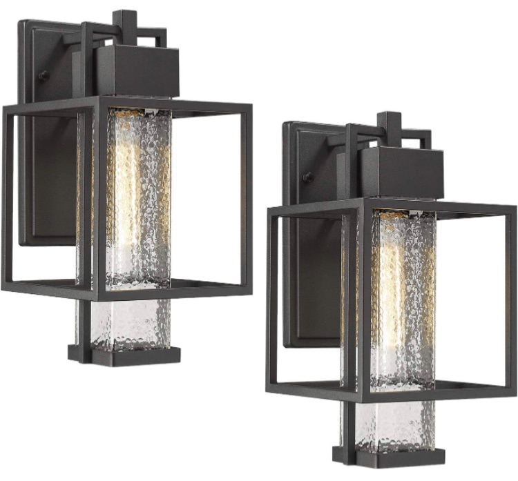 Photo 2 of Osimir Outdoor Wall Sconce 2 Pack, Farmhouse Style Exterior Wall Lantern in Black Finish with Bubble Glass Lamp Shade, 15 inch Modern Outdoor Lighting Fixtures 2375/1WL-2PK