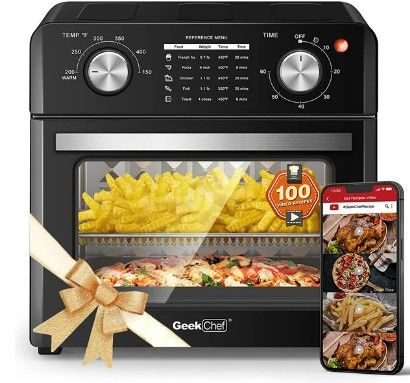 Photo 1 of Geek Chef 10 Quart Air Fryer, Oil-Less Air Fryer Toaster Oven Combo with Digital Recipe, 1400W, Black
