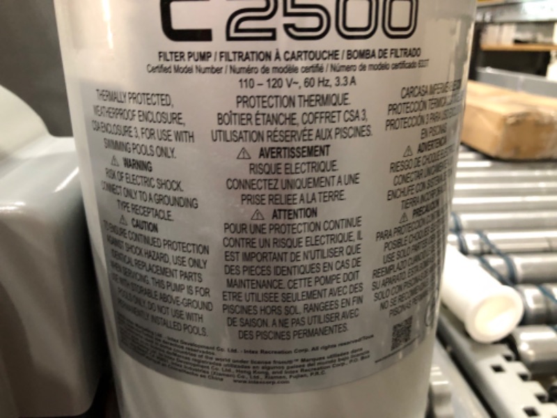 Photo 4 of INTEX 28633EG C2500 Krystal Clear Cartridge Filter Pump for Above Ground Pools: 2500 GPH Pump Flow Rate – Improved Circulation and Filtration – Easy Installation- Improved Water Clarity- Easy to Clean
****nonefunctional needs repair*****
