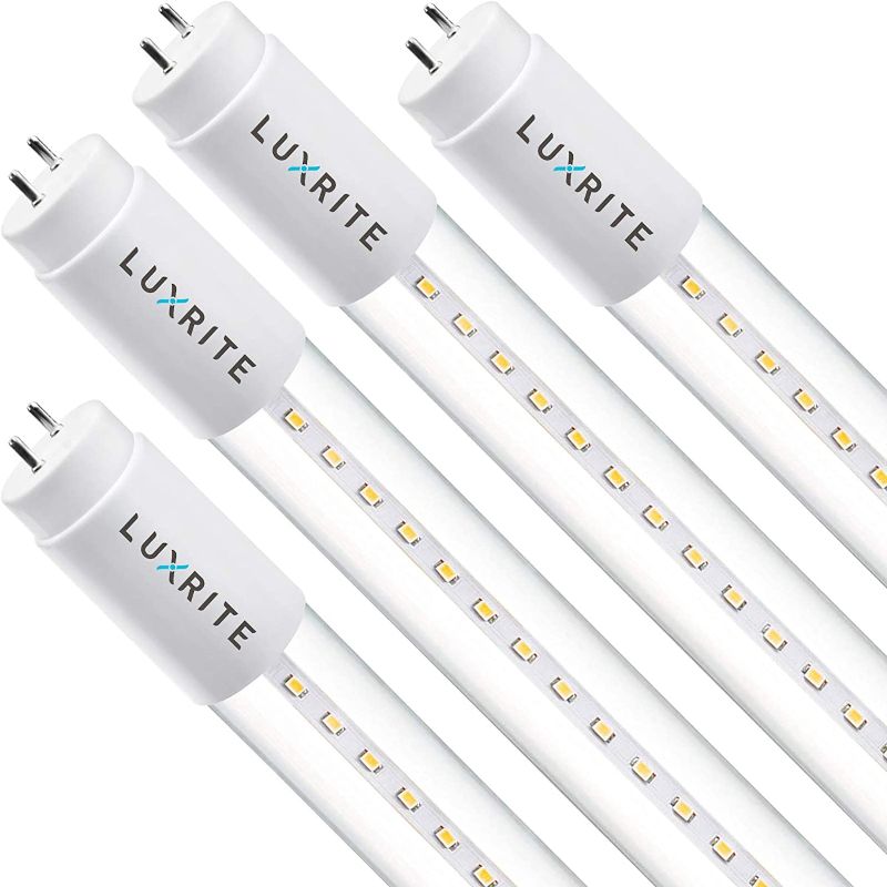 Photo 1 of LUXRITE 4FT T8 LED Tube Light, Ballast and Ballast Bypass Compatible, 13W=32W, 3000K Soft White, Clear Cover, Single-End or Double-End Powered, Damp Rated, UL Listed (4 Pack)
set of 4