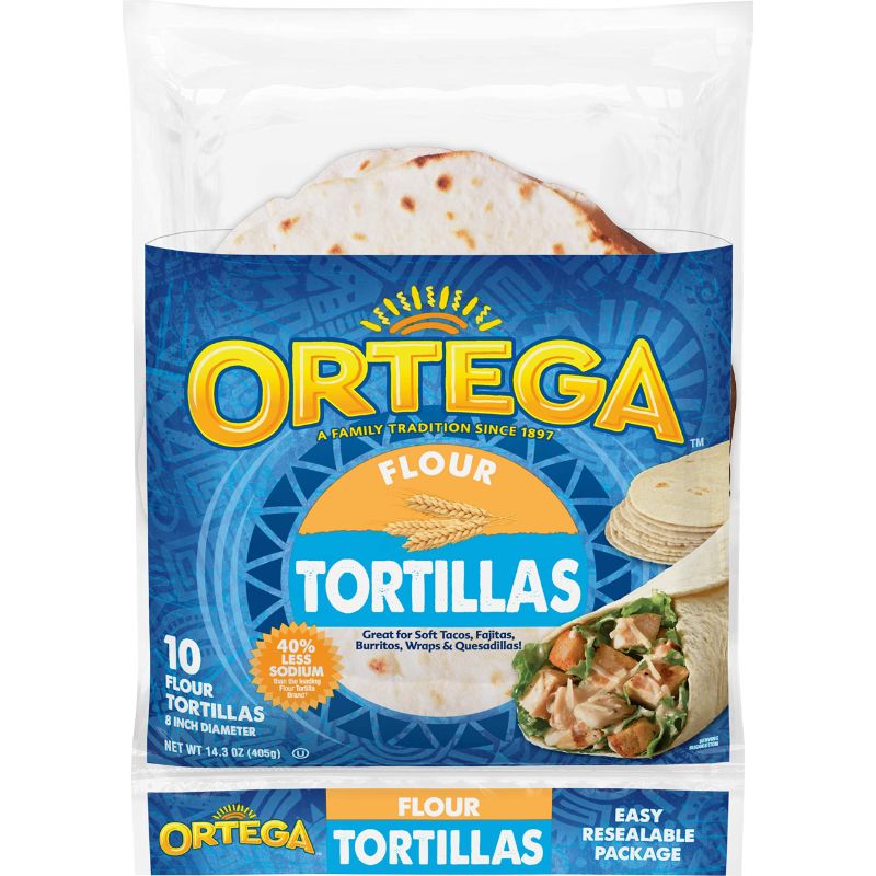 Photo 1 of *5/12/2023* Ortega Tortillas, Flour, 8 Inch, 10 Count (Pack of 12) Flour 14.3 Ounce (Pack of 12)