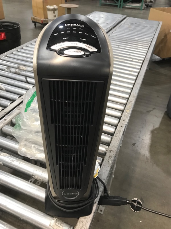 Photo 2 of **FOR PARTS ONLY, DOES NOT FUNCTION**Lasko Oscillating Ceramic Tower Space Heater for Home with Adjustable Thermostat, Timer and Remote Control, 22.5 Inches, Grey/Black, 1500W, 751320
