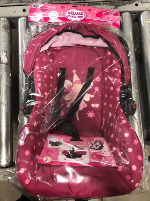 Photo 2 of Bayer Design Baby Doll Deluxe Car Seat with Canopy- Polka dots , Pink