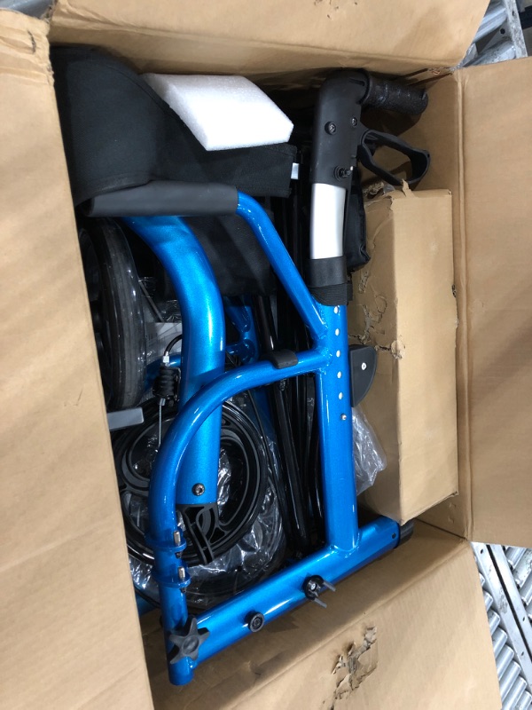 Photo 1 of 2 in 1 Rollator Walkers for Seniors with Padded Seat- Medical Transport Chair Walker with Adjustable Handle and Reversible Backrest (Blue)