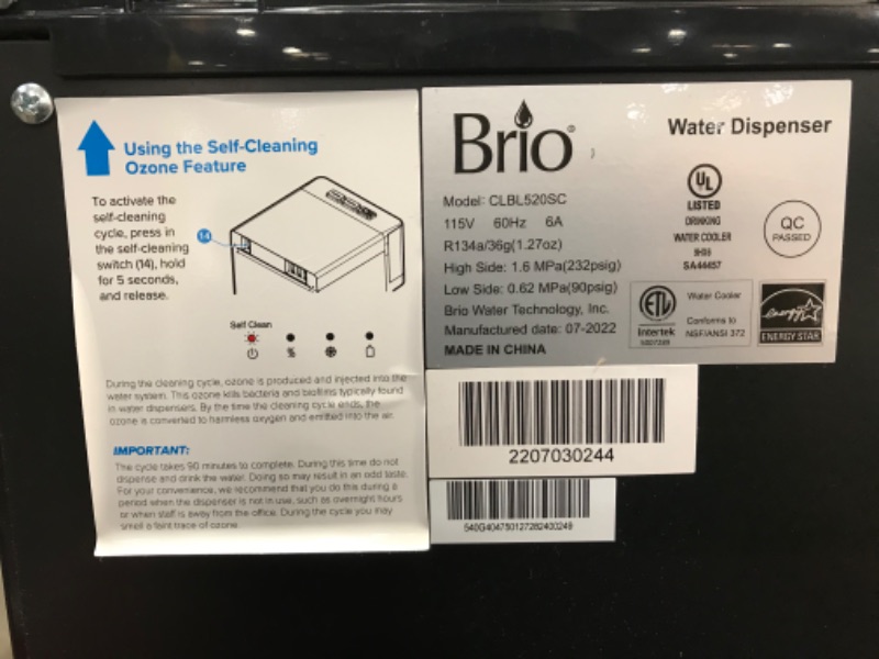Photo 8 of **MINOR DAMAGE AT BASE**Brio Self Cleaning Bottom Loading Water Cooler Water Dispenser – Limited Edition - 3 Temperature Settings - Hot, Cold
