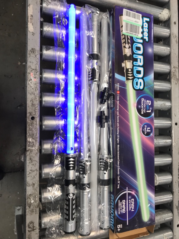 Photo 3 of 4 Pack Pretend Play Light Up Sabers (28.5" ), 2 in 1 Light Up Sabers with FX Sound (Motion Sensitive), Dual Light Swords for Kids, Dress Up Toys,, Galaxy War Fighters and Warriors