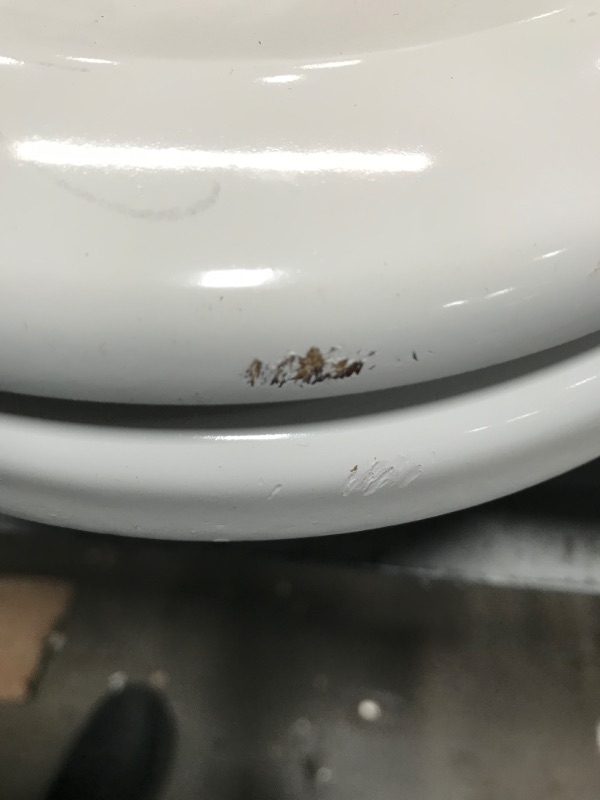Photo 4 of **MINOR SHIPPING DAMAGE**Toilet Seat, Quiet-Close Elongated Toilet Seat, Slow Close, Wooden Toilet Seat White Oval