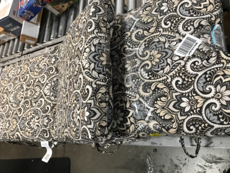 Photo 5 of **SET OF TWO**Arden Selections Outdoor Dining Chair Cushion 20 x 20, Black Aurora Damask 20 x 20 High Back Black Aurora Damask