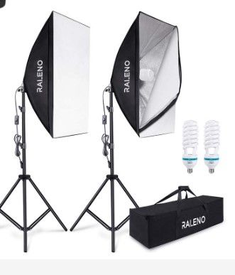 Photo 1 of RALENO 800W Softbox Photography Lighting Kit 2X20X28 inch Professional Continuous Lighting 