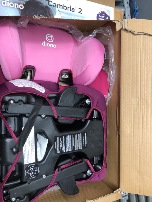 Photo 2 of Diono Cambria 2 XL 2022, Dual Latch Connectors, 2-in-1 Belt Positioning Booster Seat, High-Back to Backless Booster with Space and Room to Grow, 8 Years 1 Booster Seat, Pink NEW! Pink