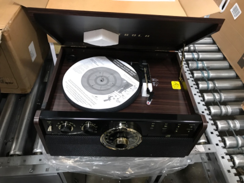 Photo 2 of *Not Tested*  Victrola Empire Mid-Century 6-in-1 Turntable with 3 Speed Record Player, Bluetooth Connectivity, Radio, Cassette and CD Player (Espresso) Espresso Record Player