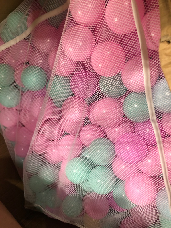 Photo 2 of Amazon Basics BPA Free Crush-Proof Plastic Ball Pit Balls with Storage Bag, Toddlers Kids 12+ Months, 6 Pastel Colors - Pack of 1000 6 Pastel Colors 1,000 Balls