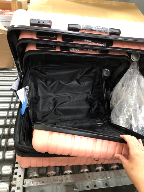 Photo 6 of BEOW Luggage Sets 4-Piece (16/20/24/28)" Expandable Suitcases with Wheels PC+ABS Durable Hardside Luggage Clearance Pink