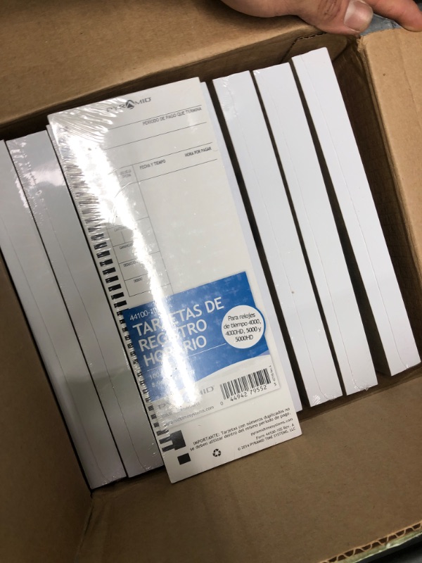 Photo 2 of Pyramid Time Systems 44100-10SMB 1,000 Count Genuine and Authentic Time Cards for 4000, 4000HD, 4000PROK, 5000HD and 5000 Time Clocks, time cards, Spanish, time clocks 1000 pk