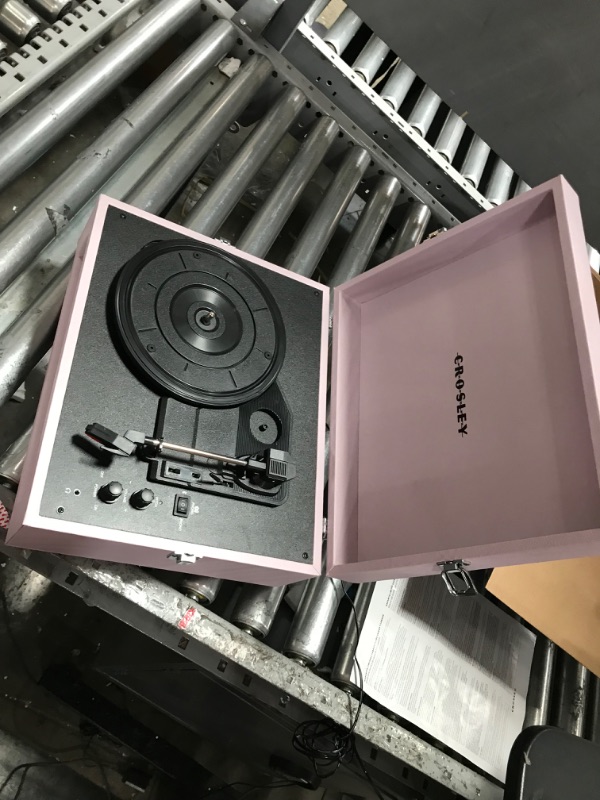 Photo 2 of Crosley CR8017B-AM Voyager Vintage Portable Turntable with Bluetooth in/Out and Built-in Speakers, Amethyst Bluetooth In/Out Amethyst