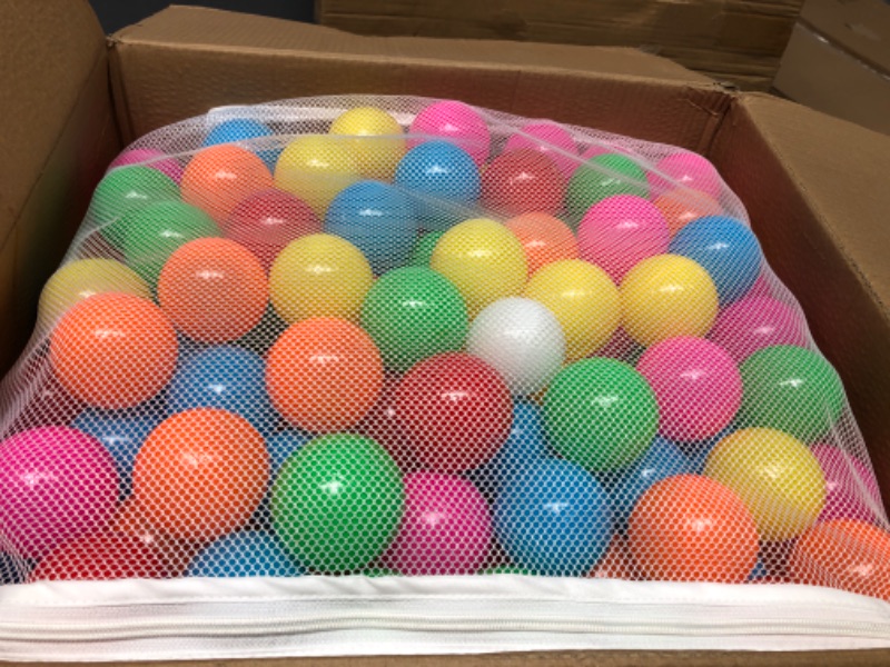 Photo 1 of Amazon Basics BPA Free Crush-Proof Plastic Ball Pit Balls with Storage Bag, Toddlers Kids 12+ Months, 6 Bright Colors - Pack of 400 6 Bright Colors 400 Balls